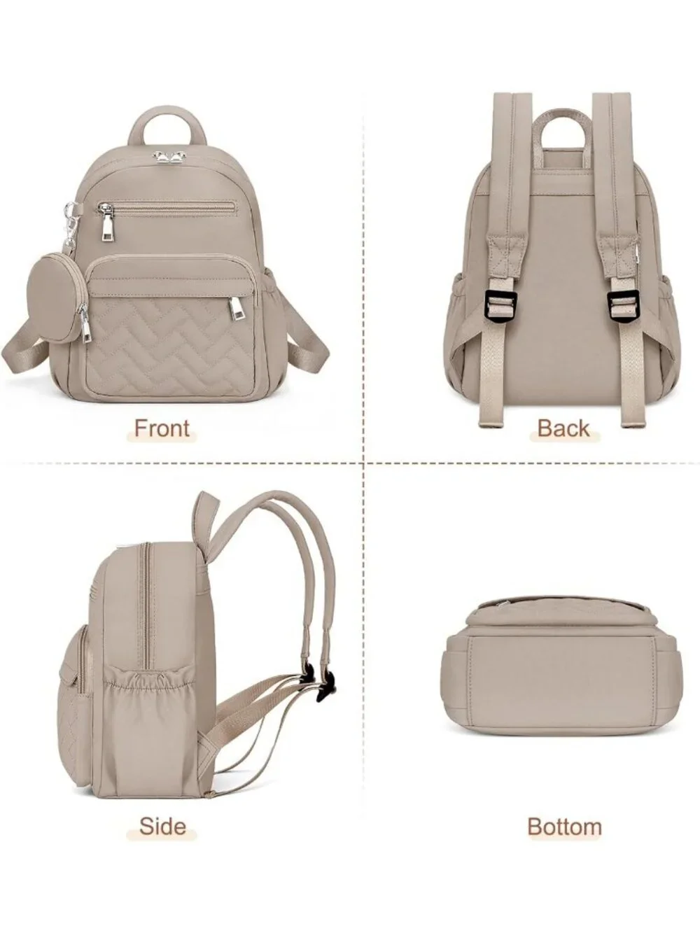 Stylish Waterproof Anti-Theft Backpack, Compact Quilted Daypack with Locking